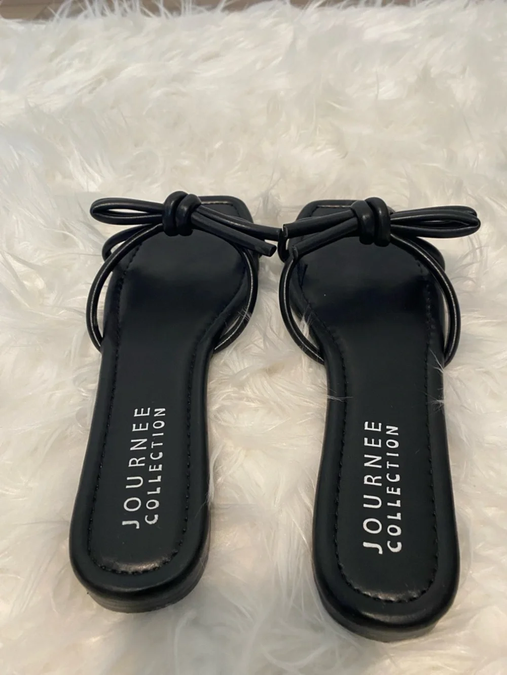 Journee Black Bow Sandals